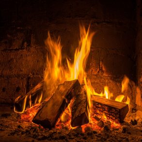Fire in fireplace