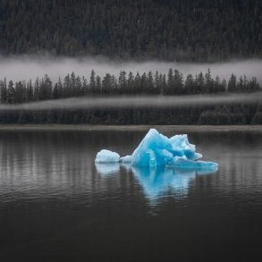 Blue iceberg in Holkham Bay, Alaska