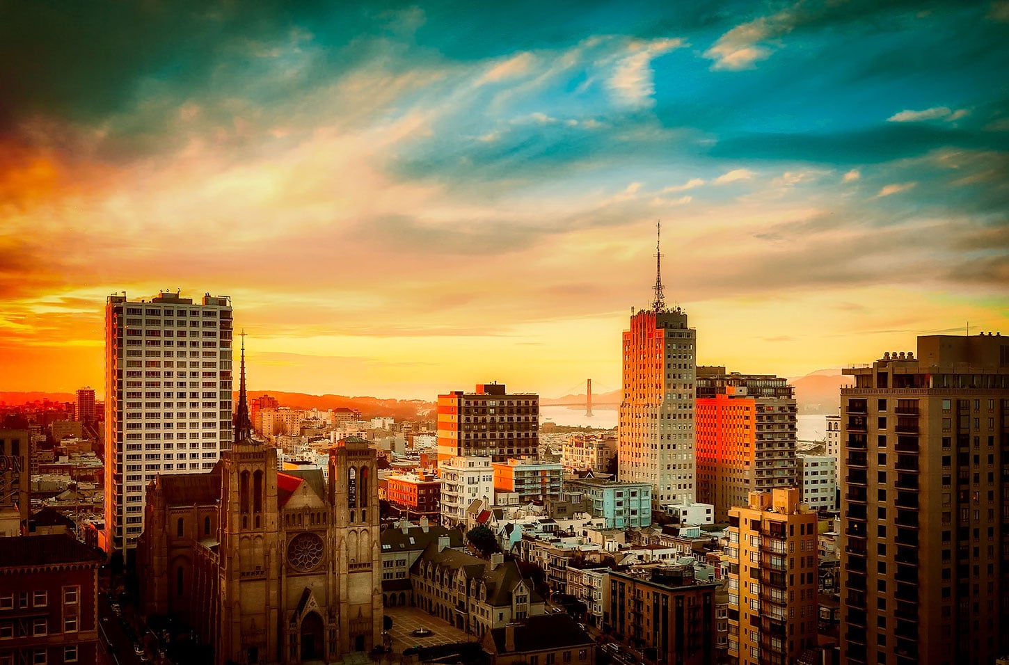 Downtown San Francisco at sunset