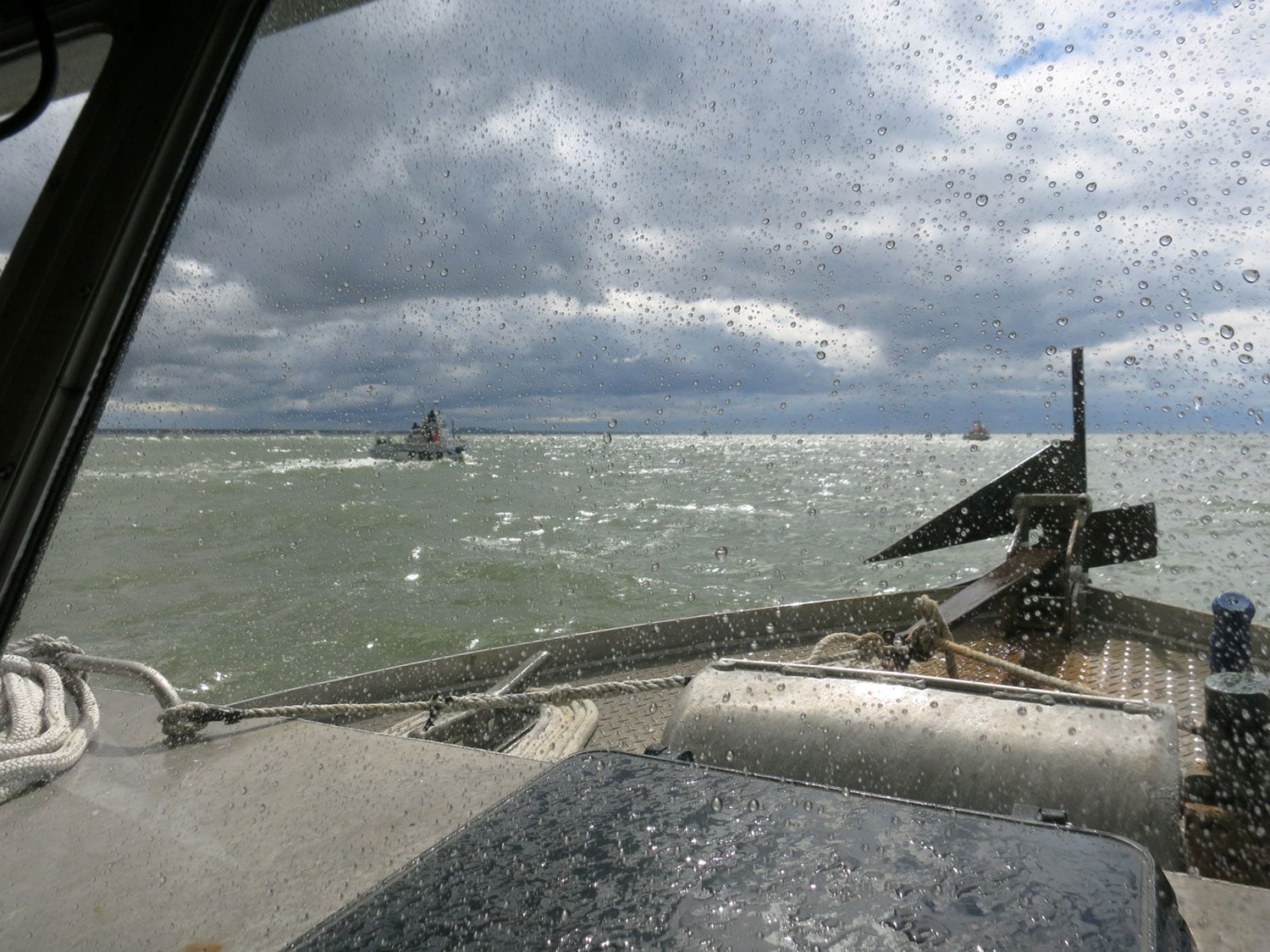 The view from the front of the fishing boat