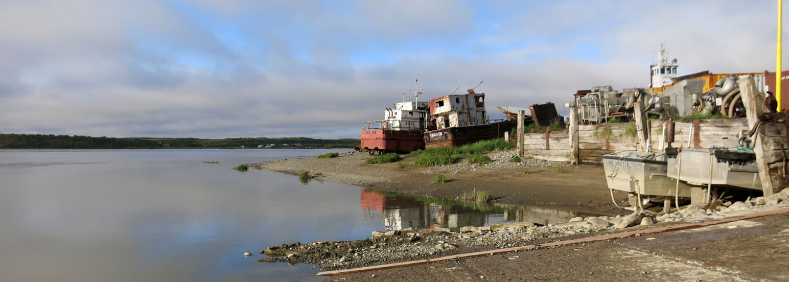 Naknek coast with boats