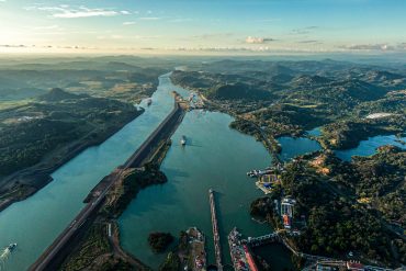 Aerial view of the Miraflores Locks on the Panama Canal