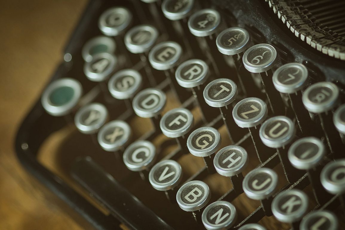 Old-fashioned typewriter keys