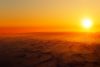 Burning sun on the horizon