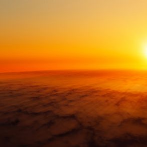 Burning sun on the horizon