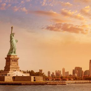 Statue of Liberty at sunset