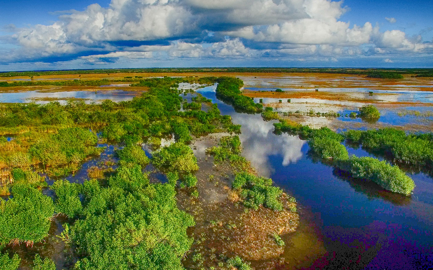 Aerial view of the Everglades and Lake Okeechobee
