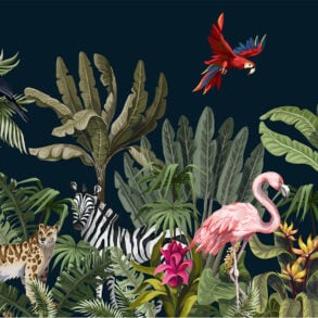 Illustration of jungle animals at night