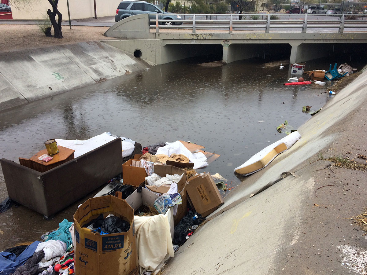 Debris in a flood culvert