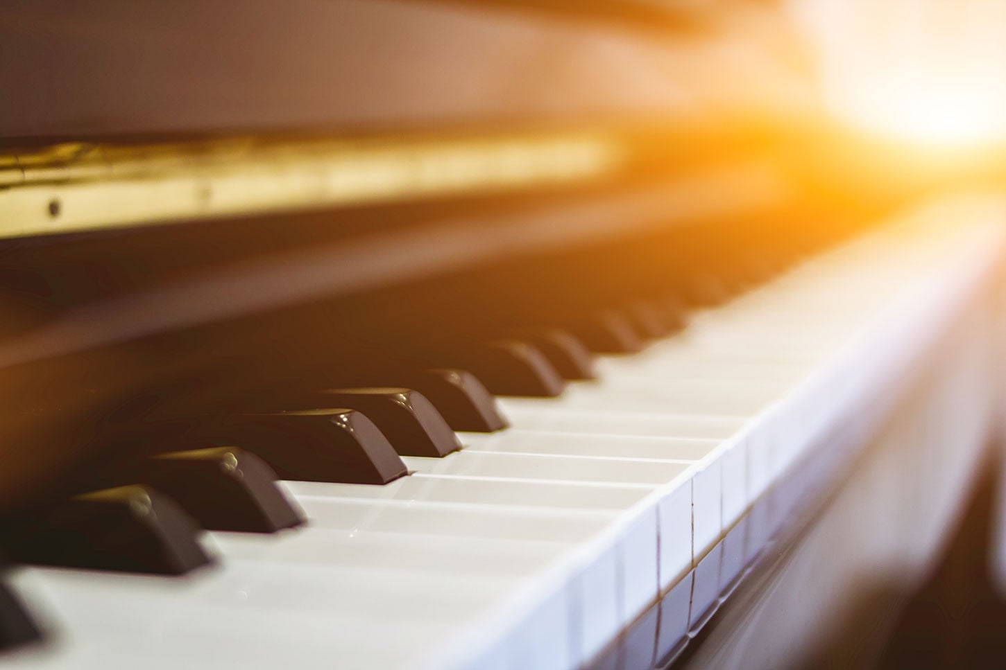 Piano keys in morning light