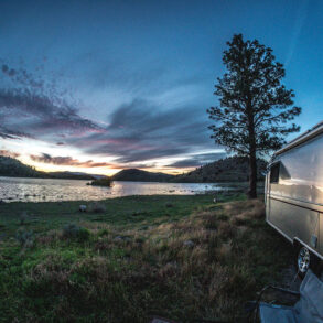 Airstream next to the coast