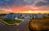 New subdivision with large houses in evening