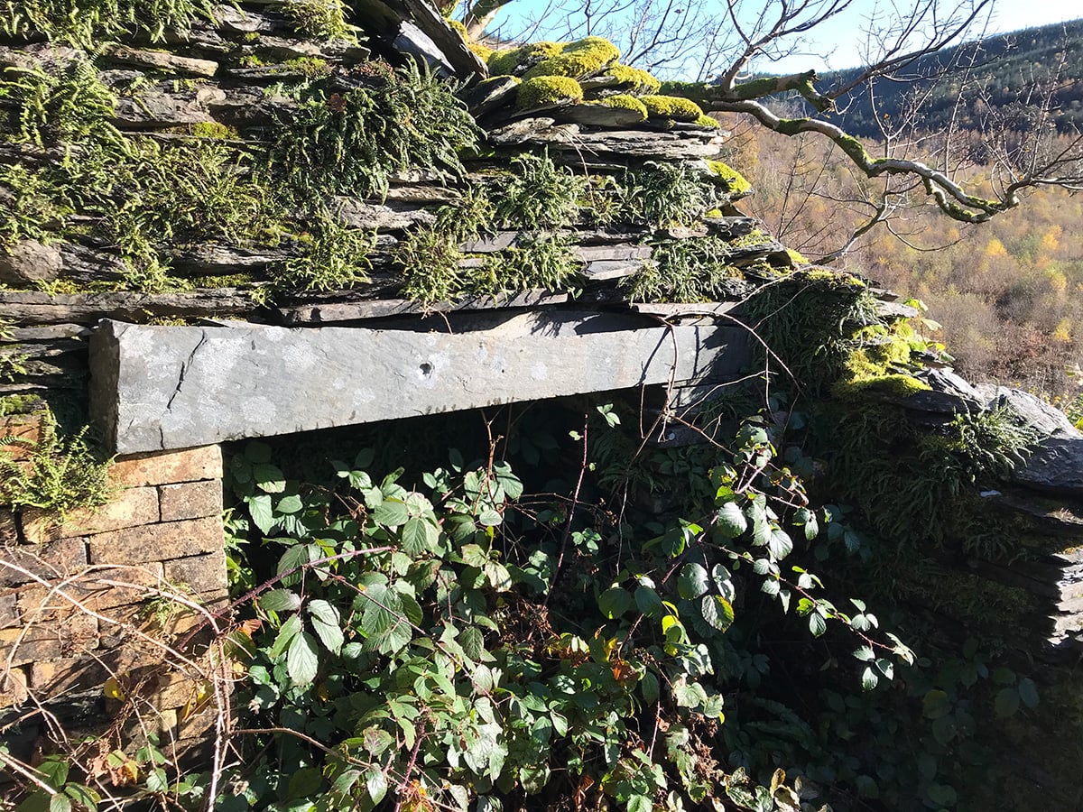 Slate lintel in a farmstead ruin