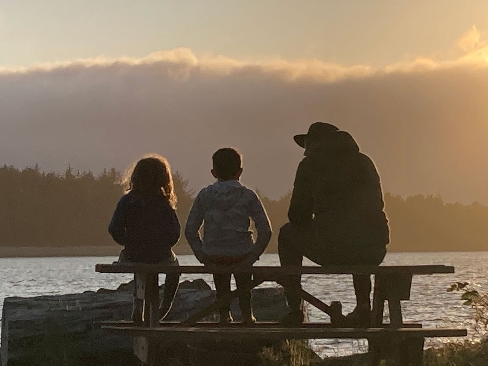 Author's family overlooking ocean