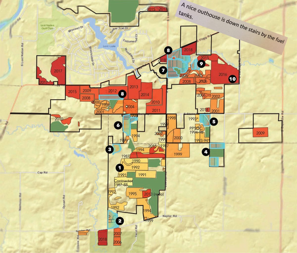 Map of plantings at Nachusa Grasslands