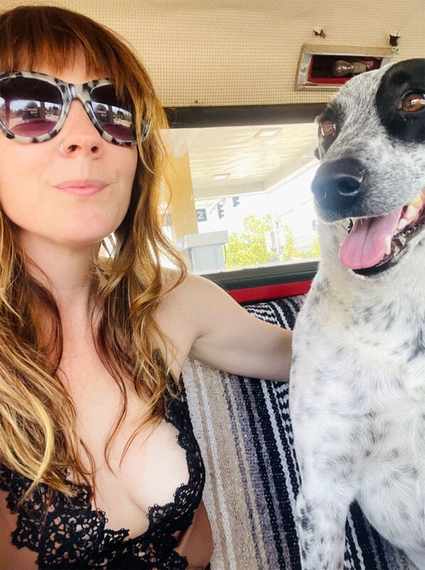 The author with the dog