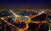 City at night, aerial view