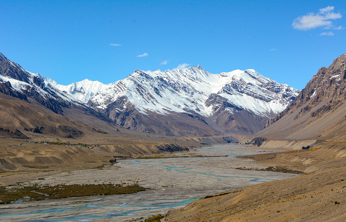 The Spiti River meandering through the Spiti Valley