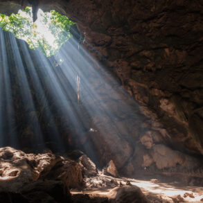 Cave with sunbeams
