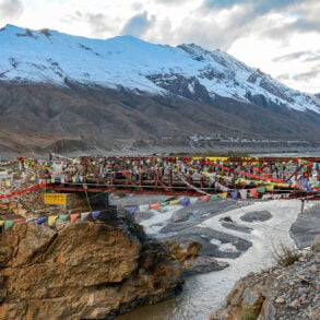 A bridge over the Spiti River in Trans-Himalaya