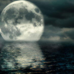 Moon over ocean