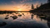 Lake with ripples at sunset