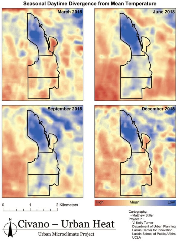 Seasonal Daytime Divergence from Mean Temperatures: Civano vs Other Neighborhoods
