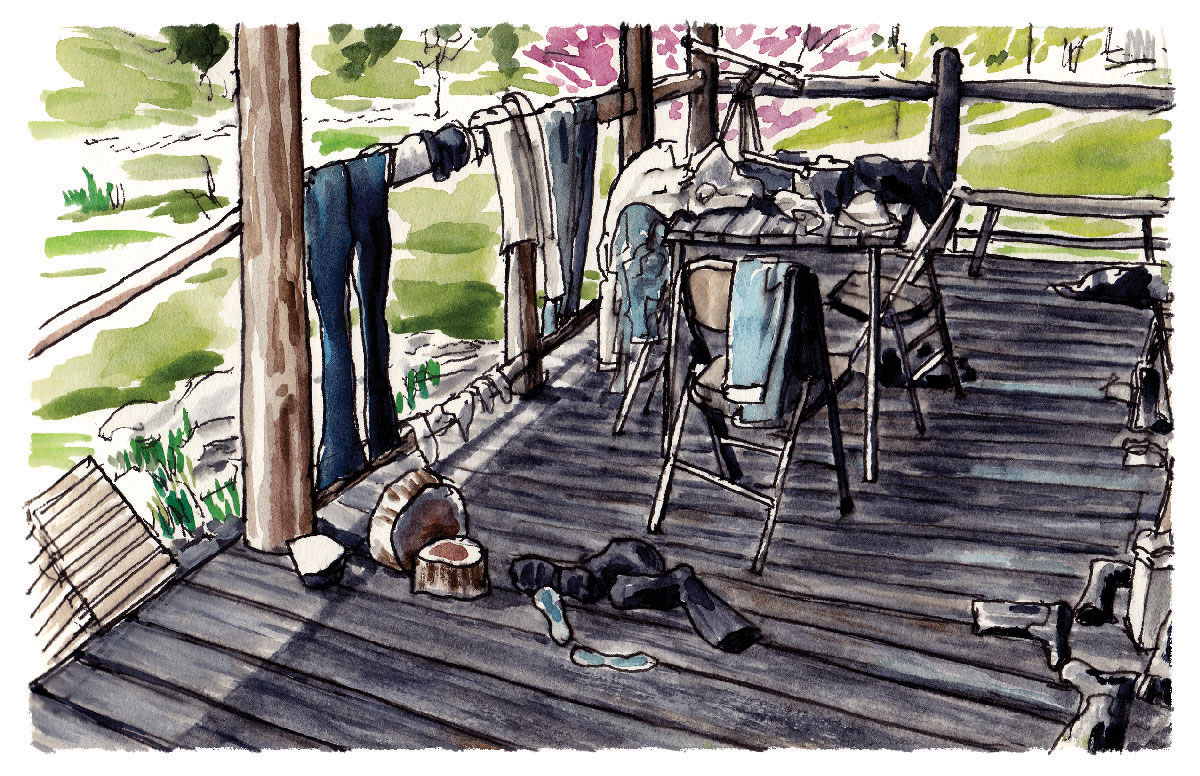 Porch with clothes