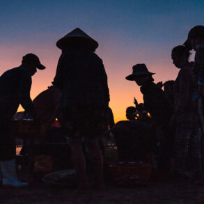 Silhouette of people at beach in Viet Nam
