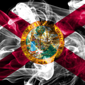 Florida flag and smoke
