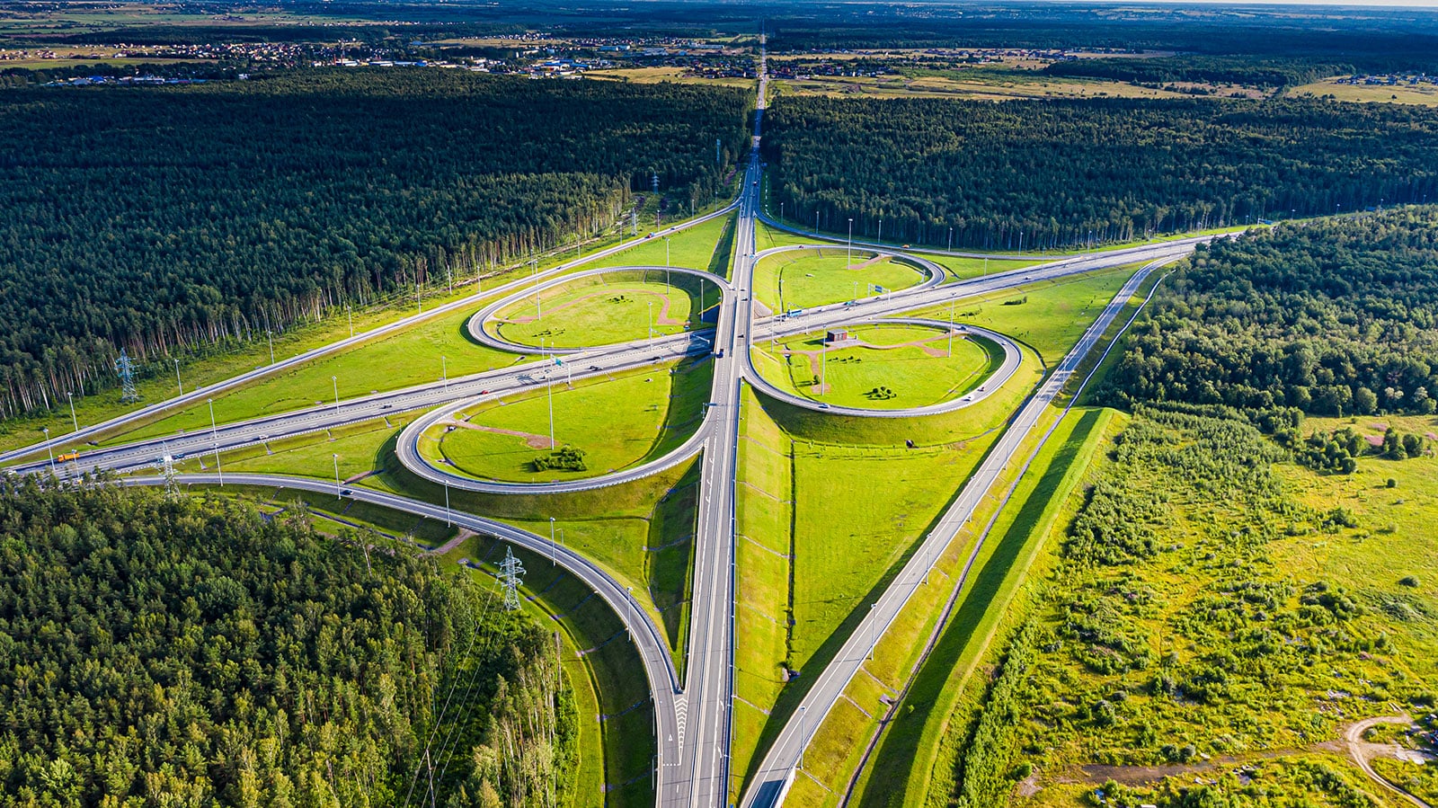 interstate interchange aerial view