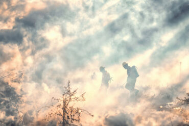 Firefighters in wildfire