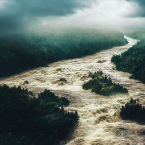 Raging mountain river