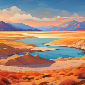 AI-generated artwork of California dry lake