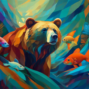 AI-generated image: bear and fish