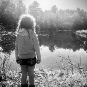 Daughter watching geese