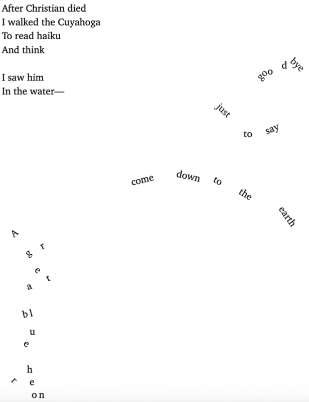 Great blue heron shape poem by Dan Dorman