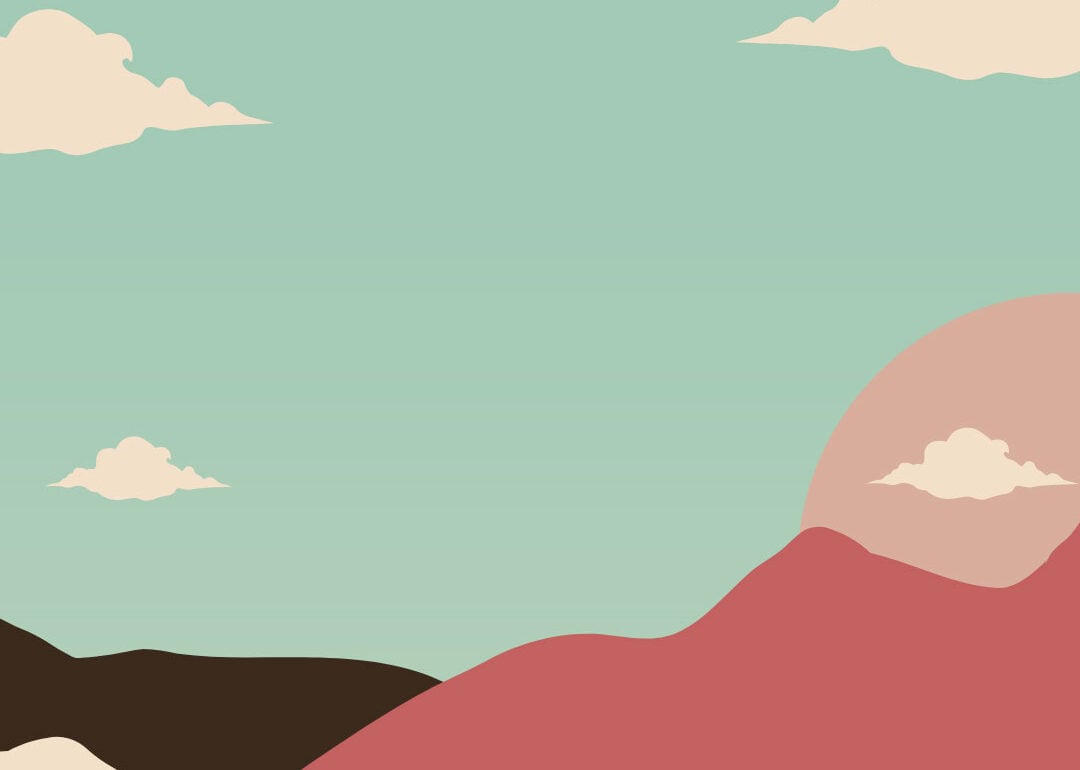 Illustration of mountains, clouds and sky