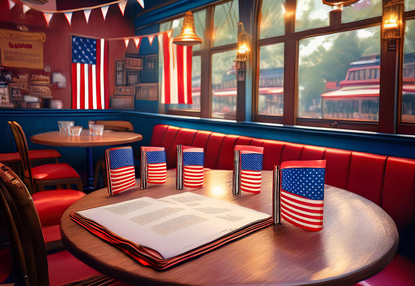 Patriotic Cafe, AI-generated