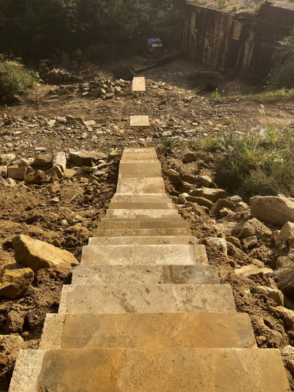 Looking down the steps