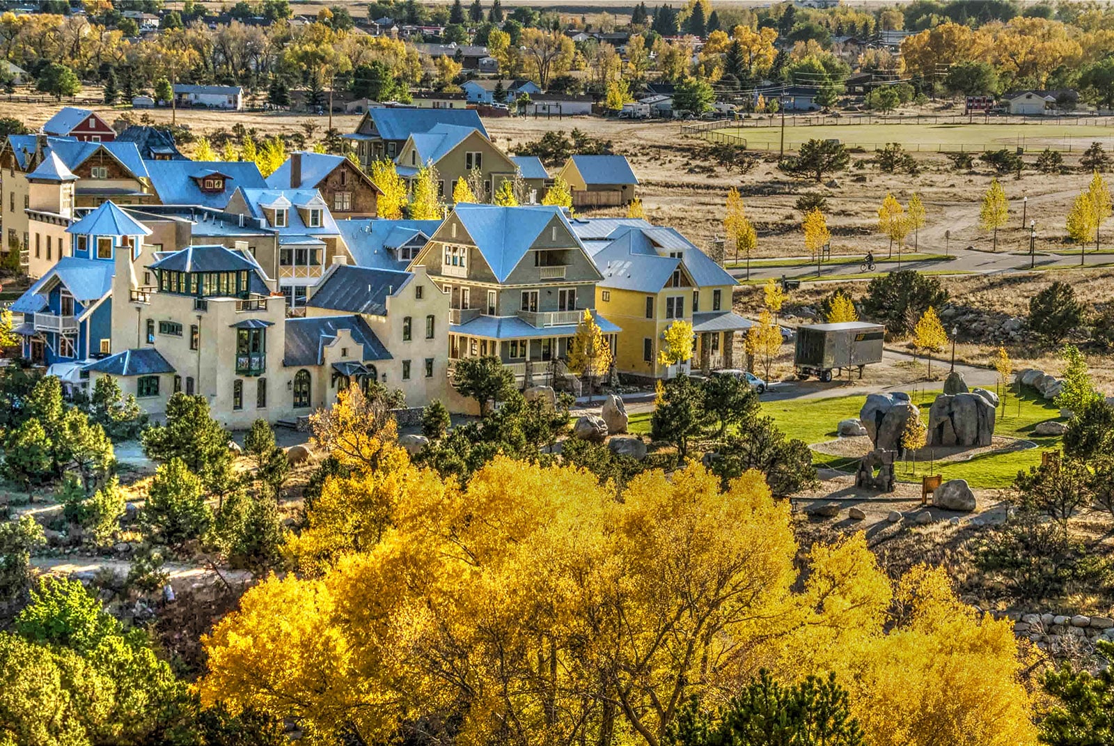 Aerial autumn view of South Main