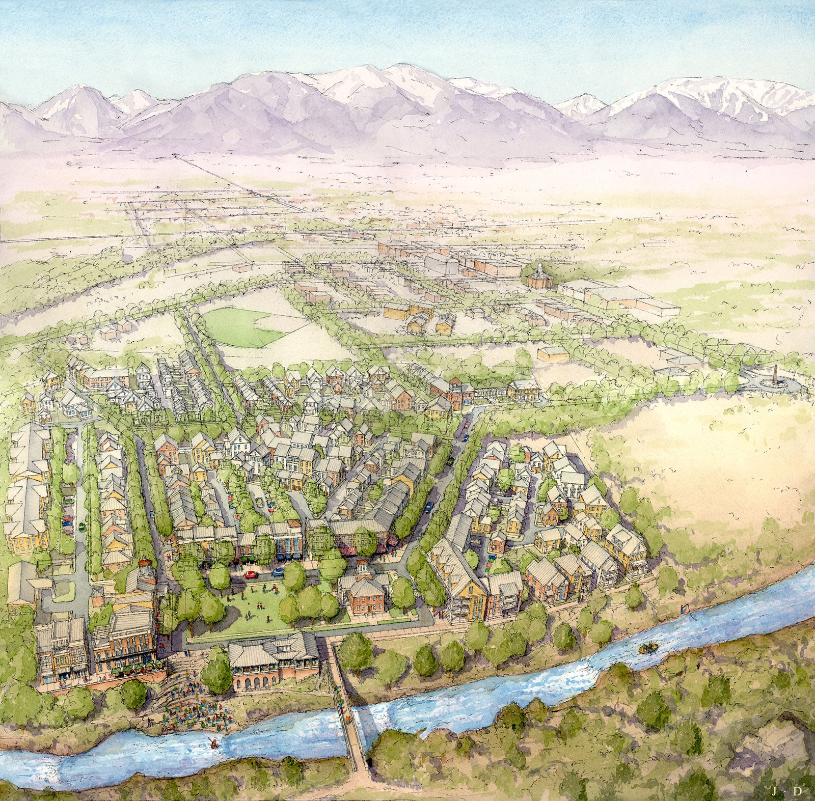 Aerial drawing of South Main