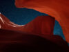 Looking up through Antelope Canyon to the starry night sky