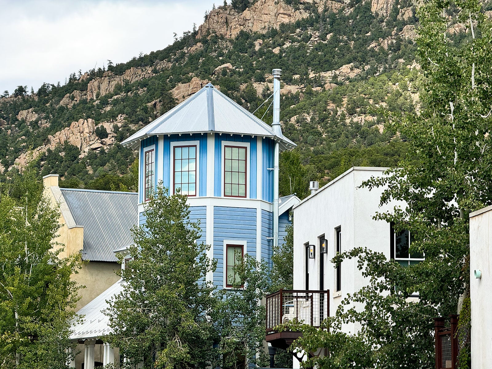 Blue turret house
