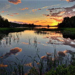 Quebec pond at sunset
