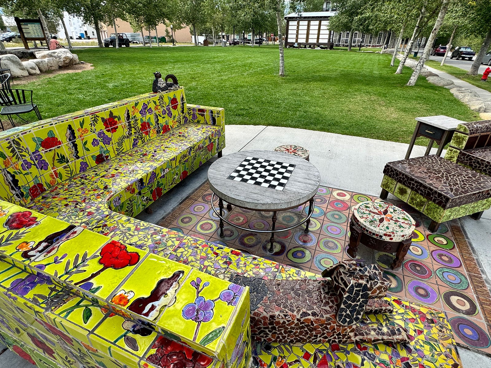 Colorful, artistic furniture at South Main Square