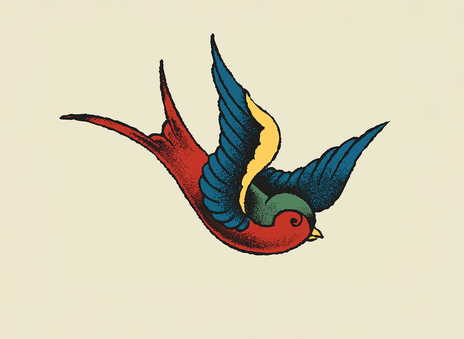 Drawing of a bird tattoo (swallow)