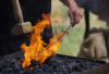 Blacksmith's fire and hammer at the forge