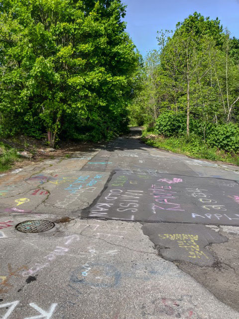 Graffiti on road in Centralia, Pennsylvania