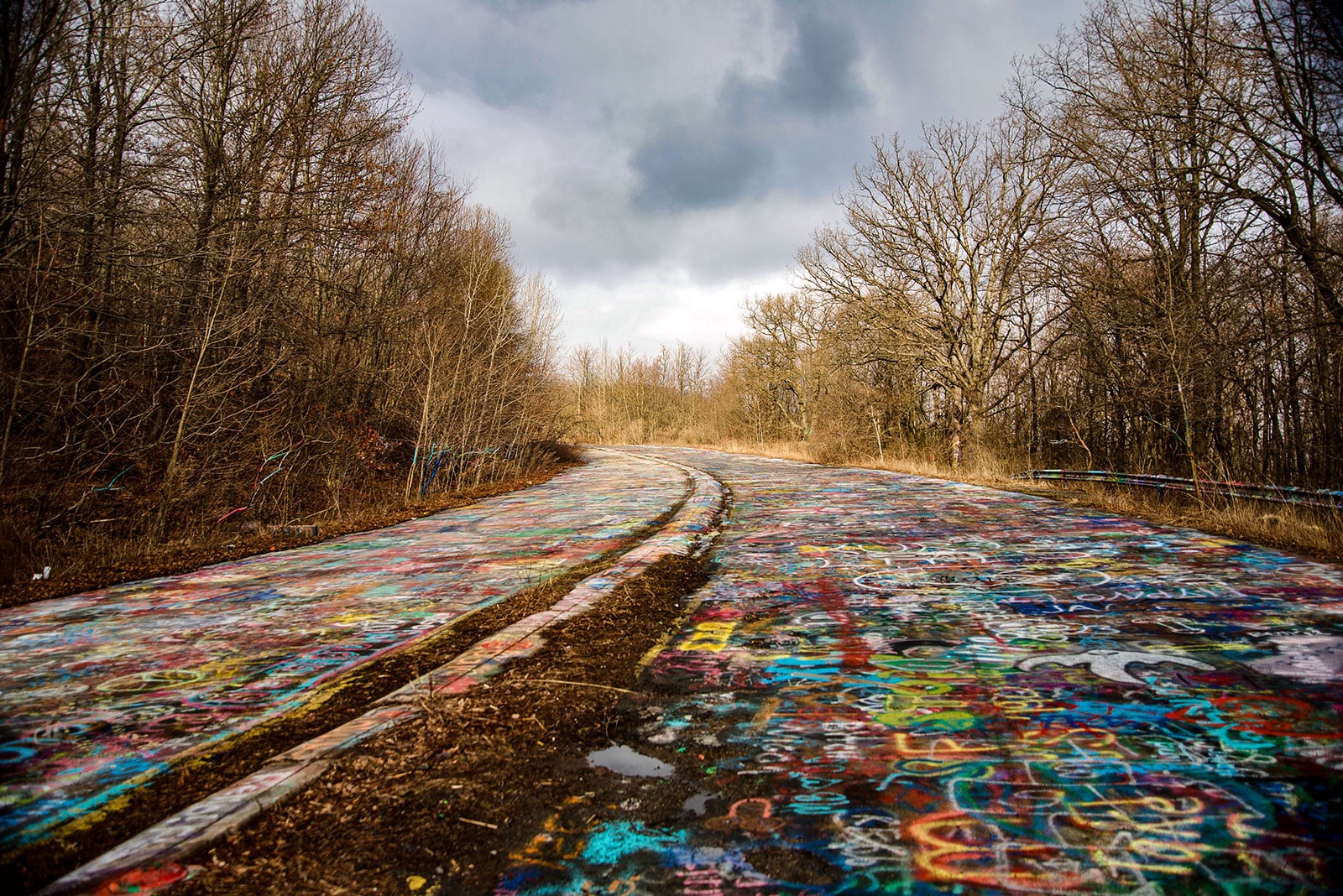 Graffiti on road in Centralia, Pennsylvania
